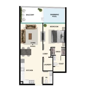 Samana Ibiza 1 Bedroom with Pool
