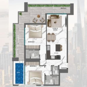 Samana Manhattan 2 Bedroom With Pool