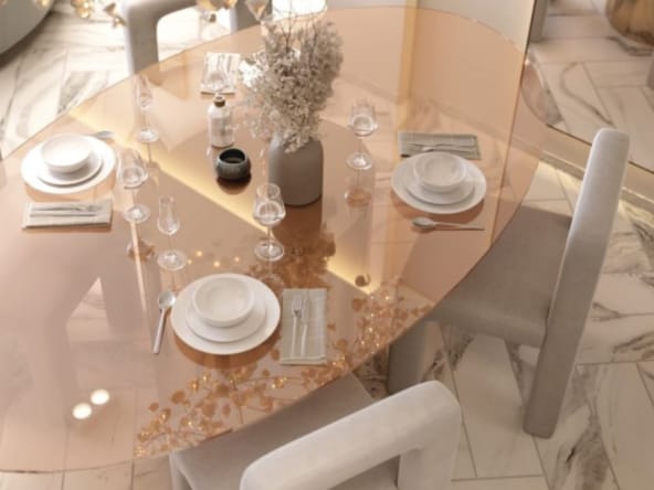 Red Square Tower Dining Table